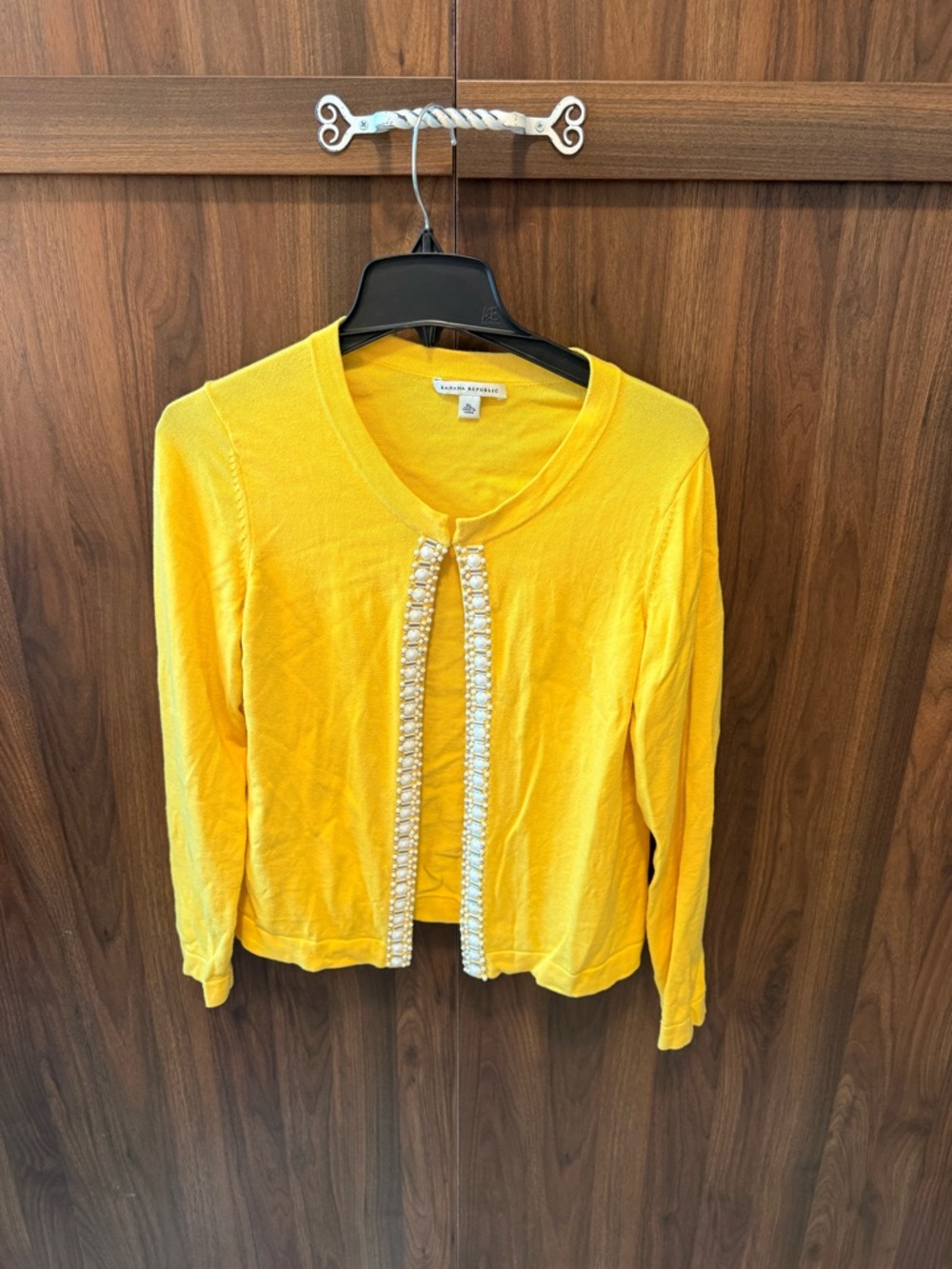 Banana Republic Yellow Bead Trim Cardigan, Size XL